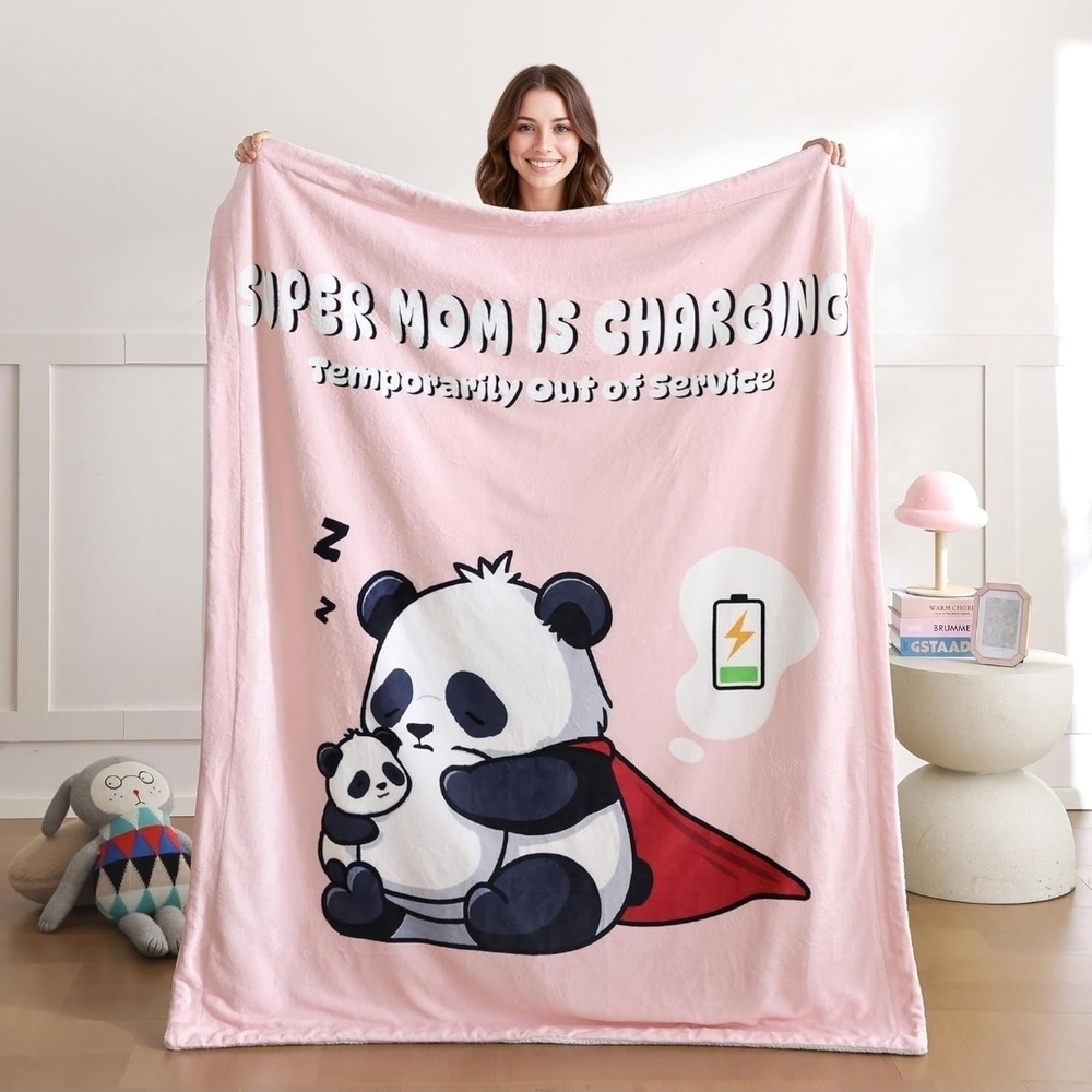 Super Mom Panda Cozy Throw Blanket – 50" x 60"